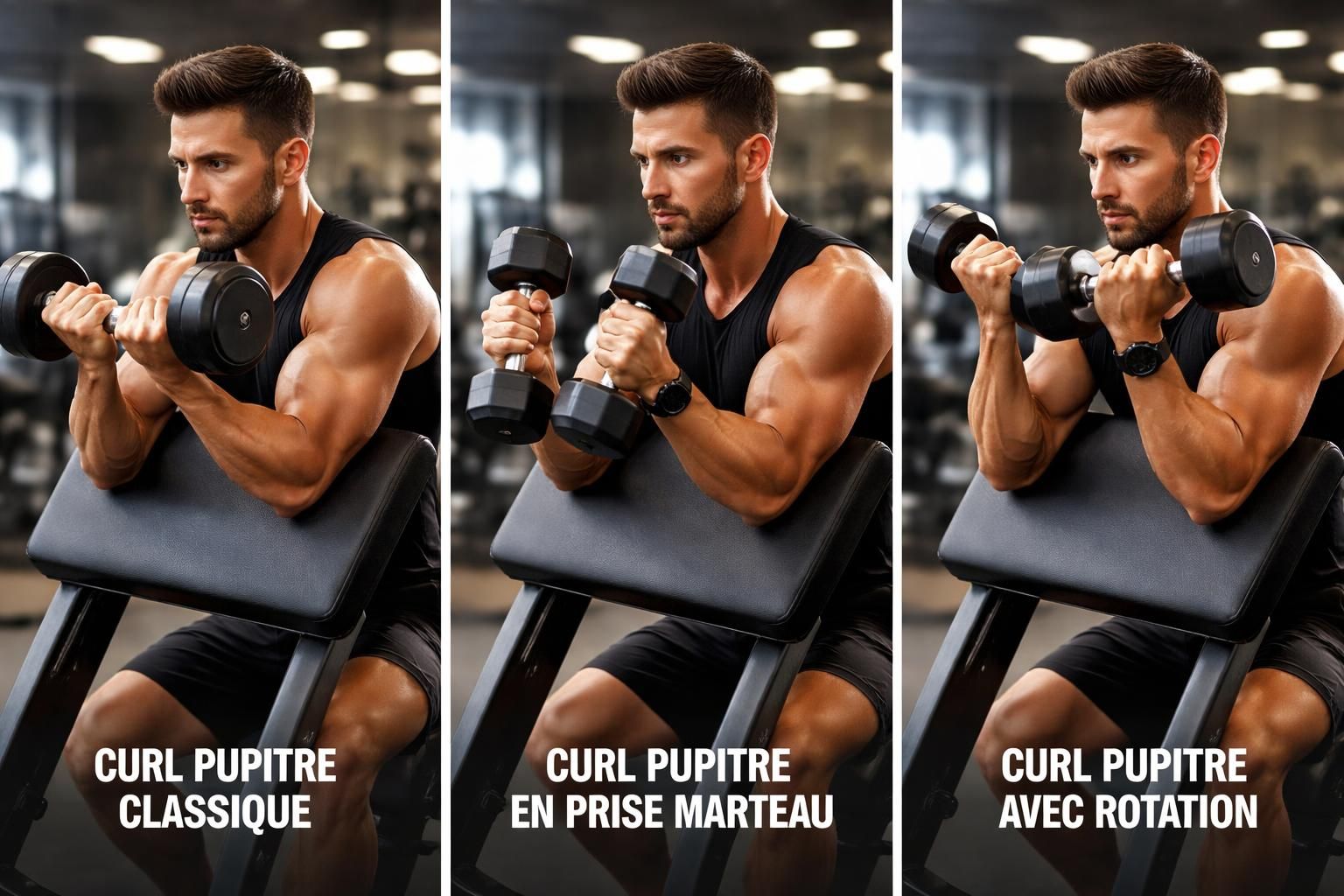 découvrez les différentes variantes du curl au pupitre pour diversifier votre entraînement et cibler efficacement vos biceps.