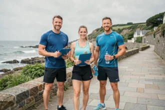 Groupe de coachs sportifs professionnels sur le littoral du Morbihan en Bretagne